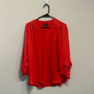 Red Quarter Length Sleeve Blouse JONES NEW YORK Size L Large